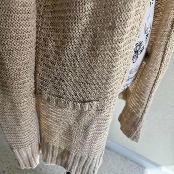 Ralph Lauren Women's 100% Linen Tan Open Knit Long Button Cardigan Size Small - Picture 4 of 8